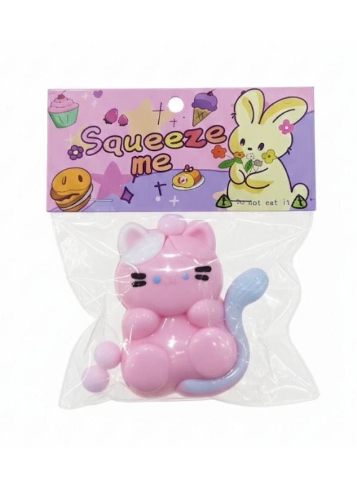 بريميم مجسم قطة وردية صغيرة رائعة مع فيونكة - لعبة قطة كرتونية لطيفة لهواة الجمع، وزينة مكتبية، وهدايا - Image 2